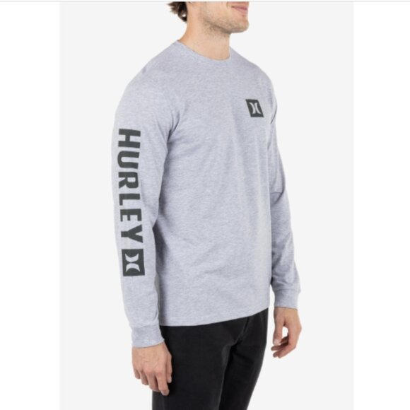 Hurley Men's Icon Tee Long Sleeve T-Shirt, Grey Heather, NWT - Picture 4 of 4